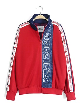 鸟家百搭宽松口袋长袖哥斯拉联名款运动风短款休闲外套A6BB91120