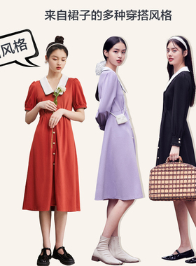 新年红色连衣裙新款法式复古赫本风高腰显瘦收腰订婚裙女A8FAA333