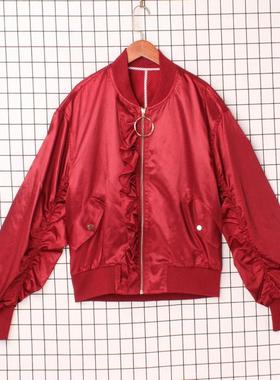 2020秋季新款港风复古荷叶边宽松夹克A2BB73305