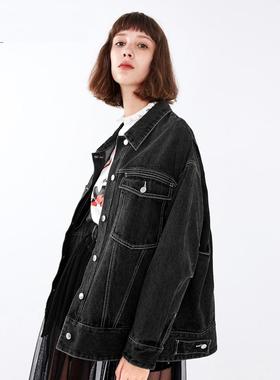 2023秋AWBB73579时尚BF风印花牛仔外套女单排扣牛仔服女AWBB73579