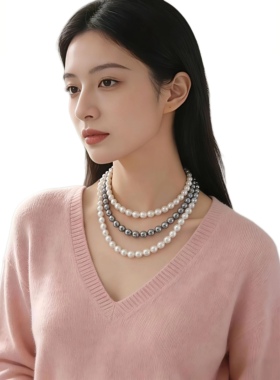 轻奢珍珠项链美艺尚银镀金特价女