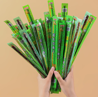 海洋虹芊禾禹超长豆角干辣条一根筋休闲追剧解馋麻辣怀旧面筋零食