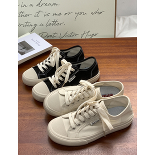 薄款透气帆布鞋女2026春季新款圆头软底一脚蹬休闲鞋百搭平底板鞋