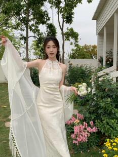 【I do 求婚裙】新中式连衣裙女春季清冷感复古改良旗袍