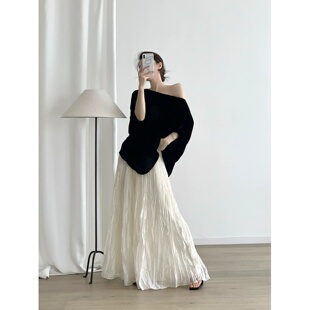 女神范白色绝美纱半身短裙女夏季气质蓬蓬仙女百褶长裙