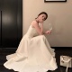 精仿丝毛光泽感收腰吊带连衣裙礼服 秀款 赫本裙 dio