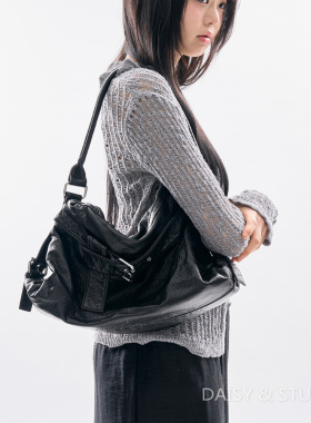 raucohouse25年新机车风做旧柔软皮革大容量单肩斜挎托特包腋下包