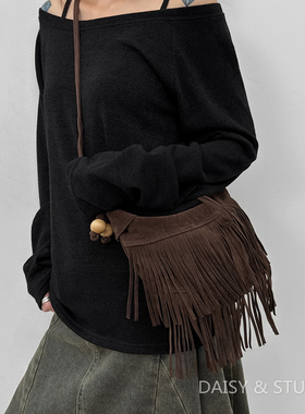 2025年秋季新款韩国潮牌BLACKUP流苏包女士斜挎包潮流女款单肩包