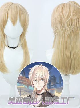 【自由人】时空中的绘旅人 路辰cos假发黄橙色仿真头皮拖长狼尾