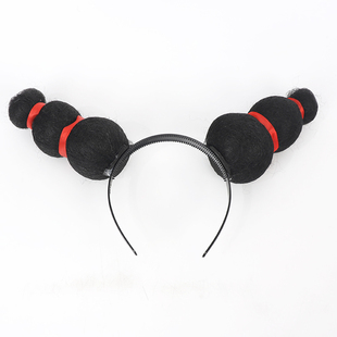 【自由人】 石矶娘娘cos假发同款葫芦发包配件发箍黑色儿童成人