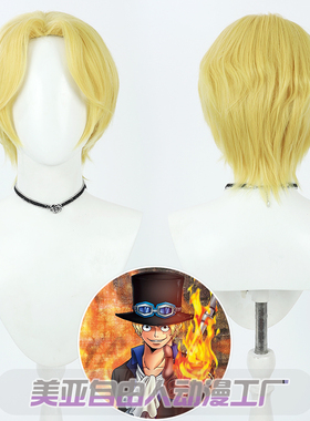 【自由人】海贼王 革命军 动漫炎帝萨博cos假发金黄色打毛头顶