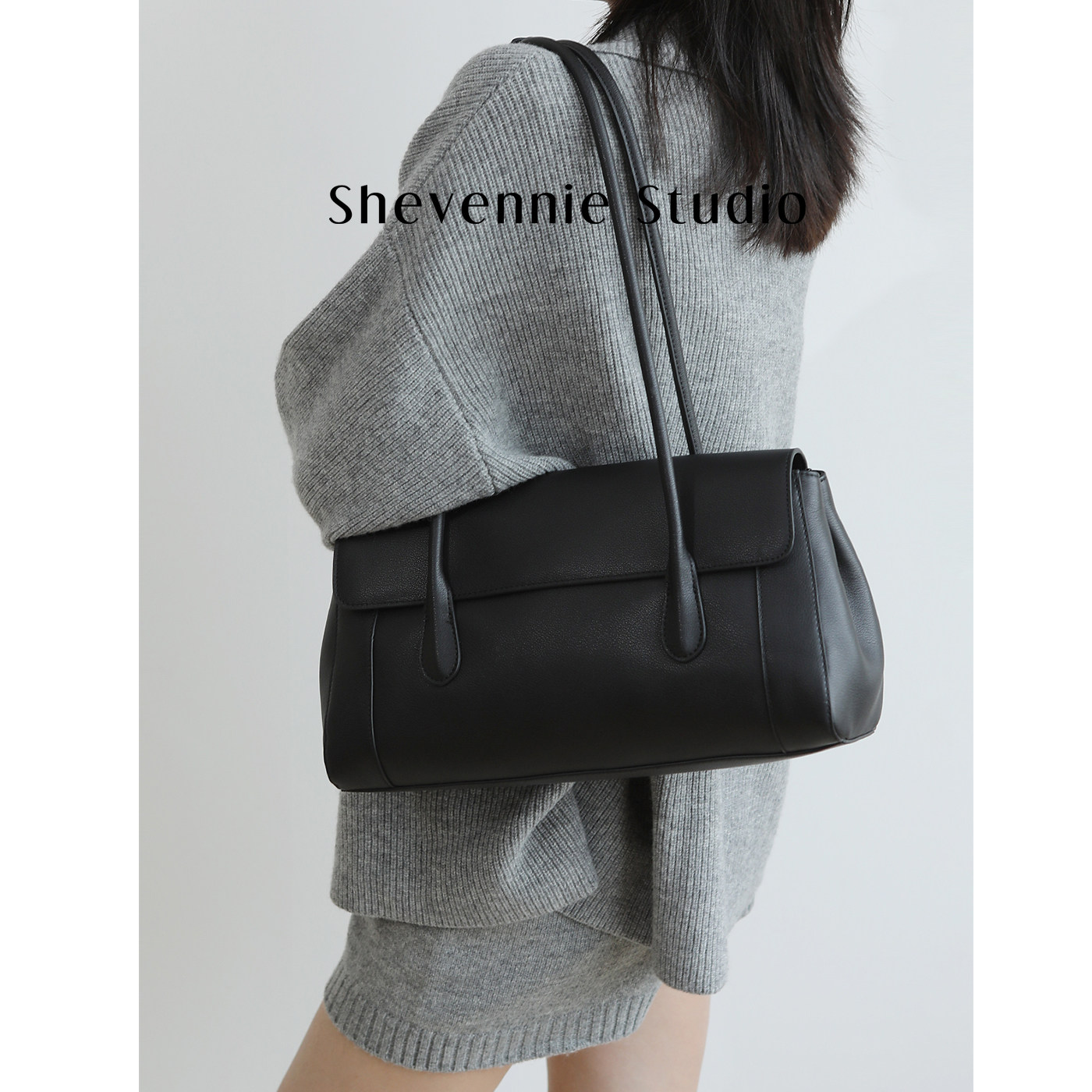 Shevennie老钱风头层牛皮手提包女大容量单肩包通勤2026春夏新款