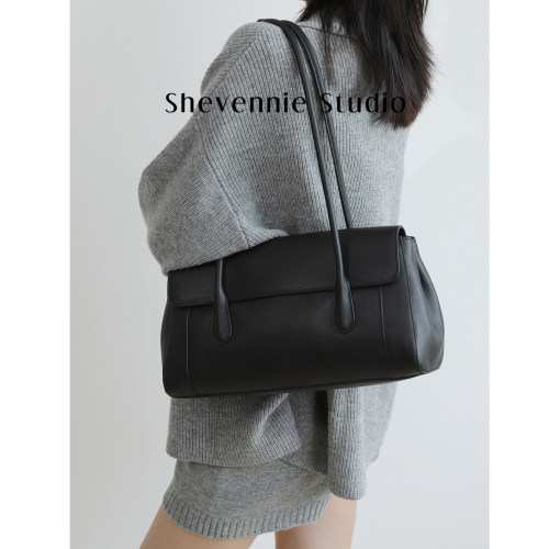 Shevennie老钱风头层牛皮手提包女大容量单肩包通勤2026春夏新款