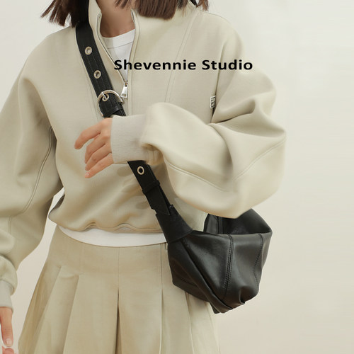 Shevennie通勤托特真皮休闲单肩斜挎饺子包 2025新款秋冬包包女款