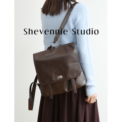 Shevennie原创头层牛皮双肩包