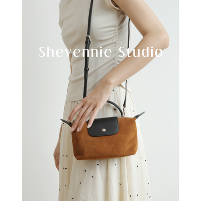 Shevennie秋冬磨砂牛皮饺子包