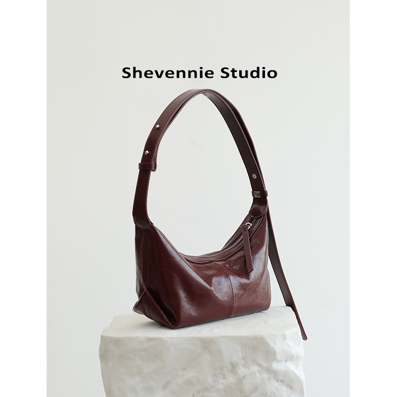 Shevennie 韩国小众牛皮腋下包单肩真皮饺子包高级感斜挎时尚女包