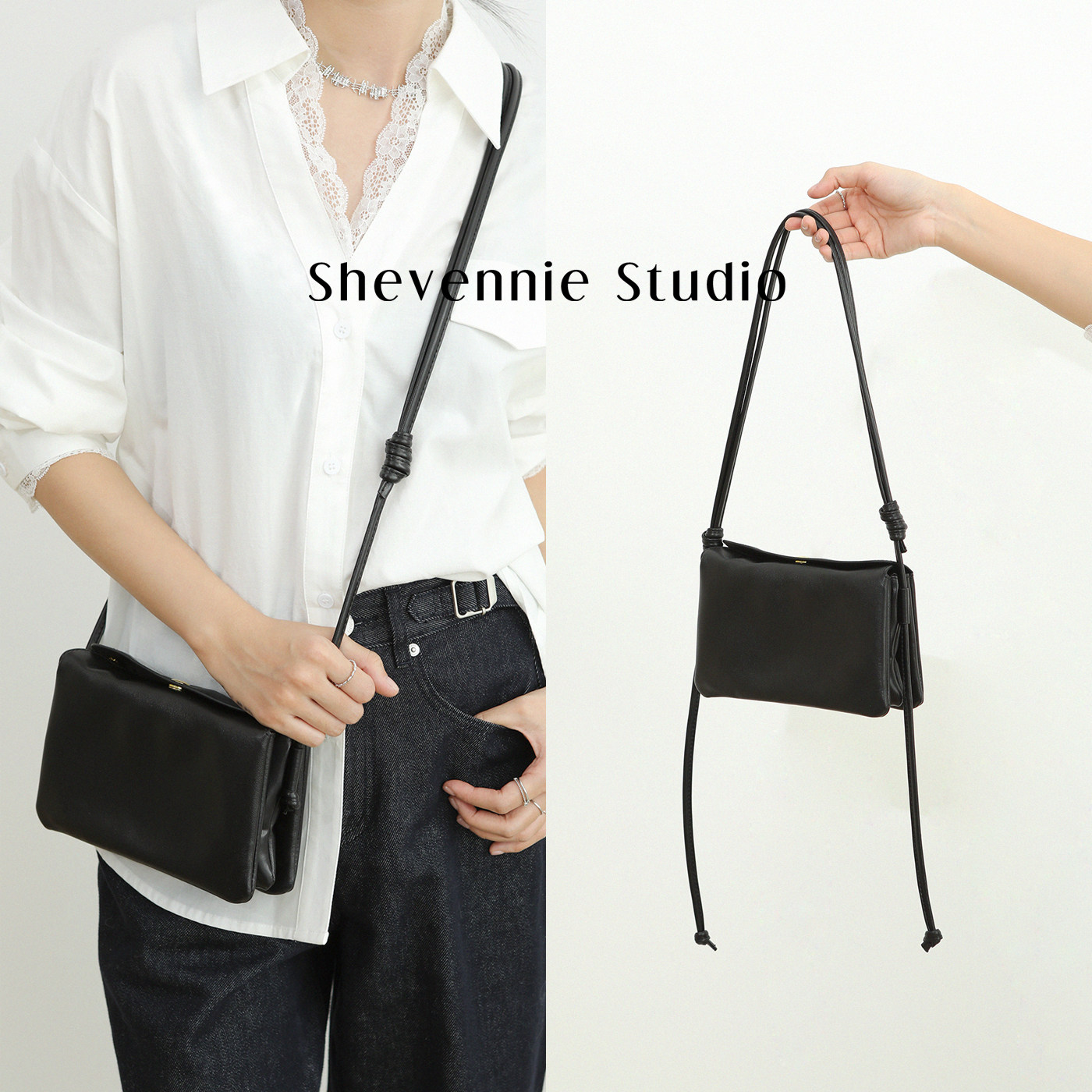 Shevennie2025新极简羊皮小方包抽绳斜垮单肩包迷你手机包信封包,箱包皮具/热销女包/男包,通用款女包,淘宝优惠券,粉丝福利购,淘宝优惠卷