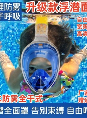 潜水镜全干式呼吸管器浮潜三宝套装近视泳镜面罩儿童成人浮潜装备