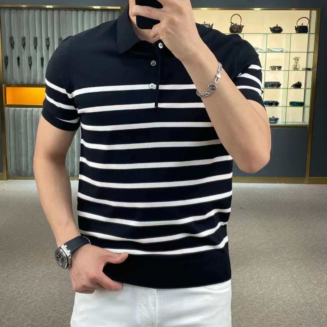 条纹修身潮流时尚男士短袖T恤