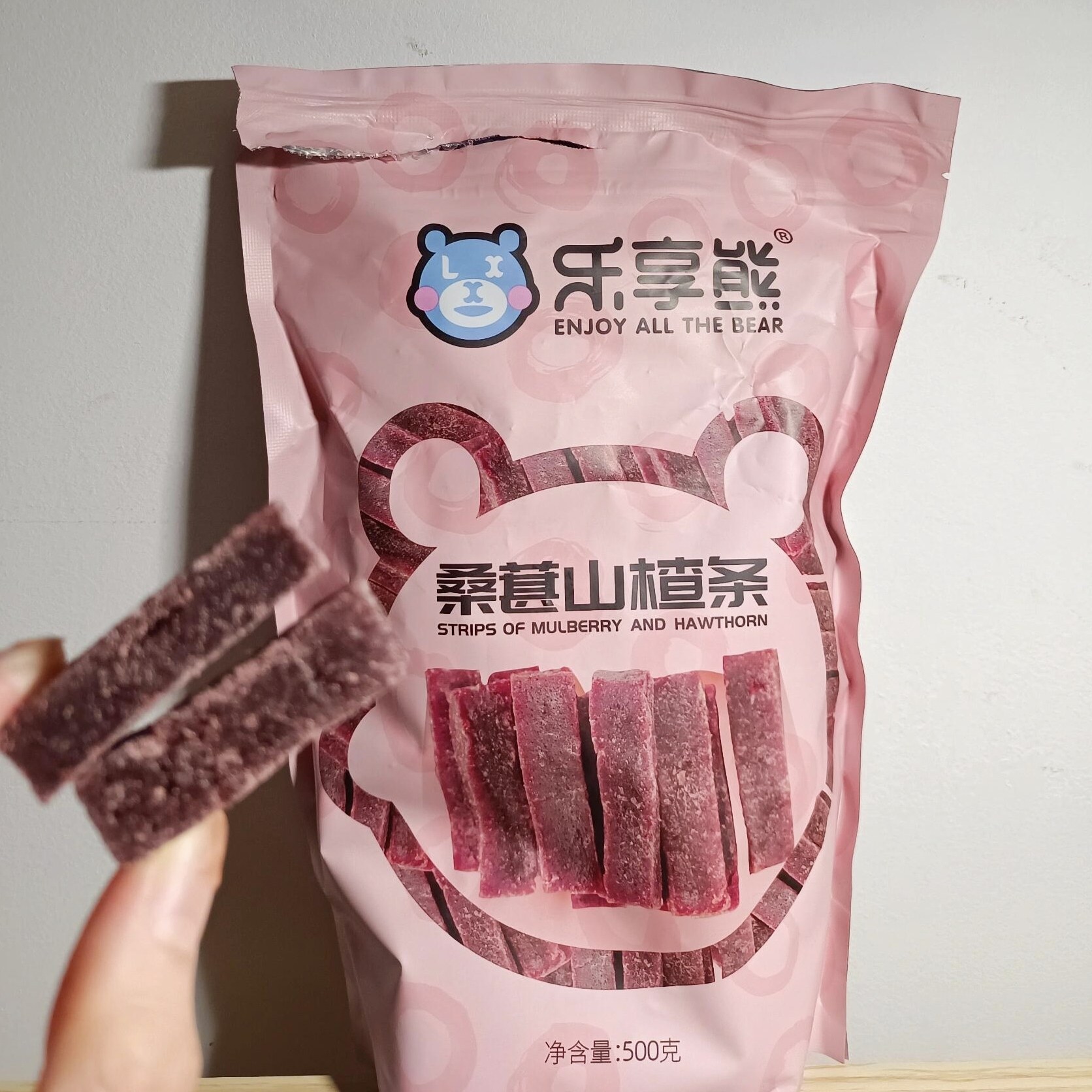 新日期乐享熊桑葚山楂条500g纯手工无食品添加剂儿童山楂网红零食