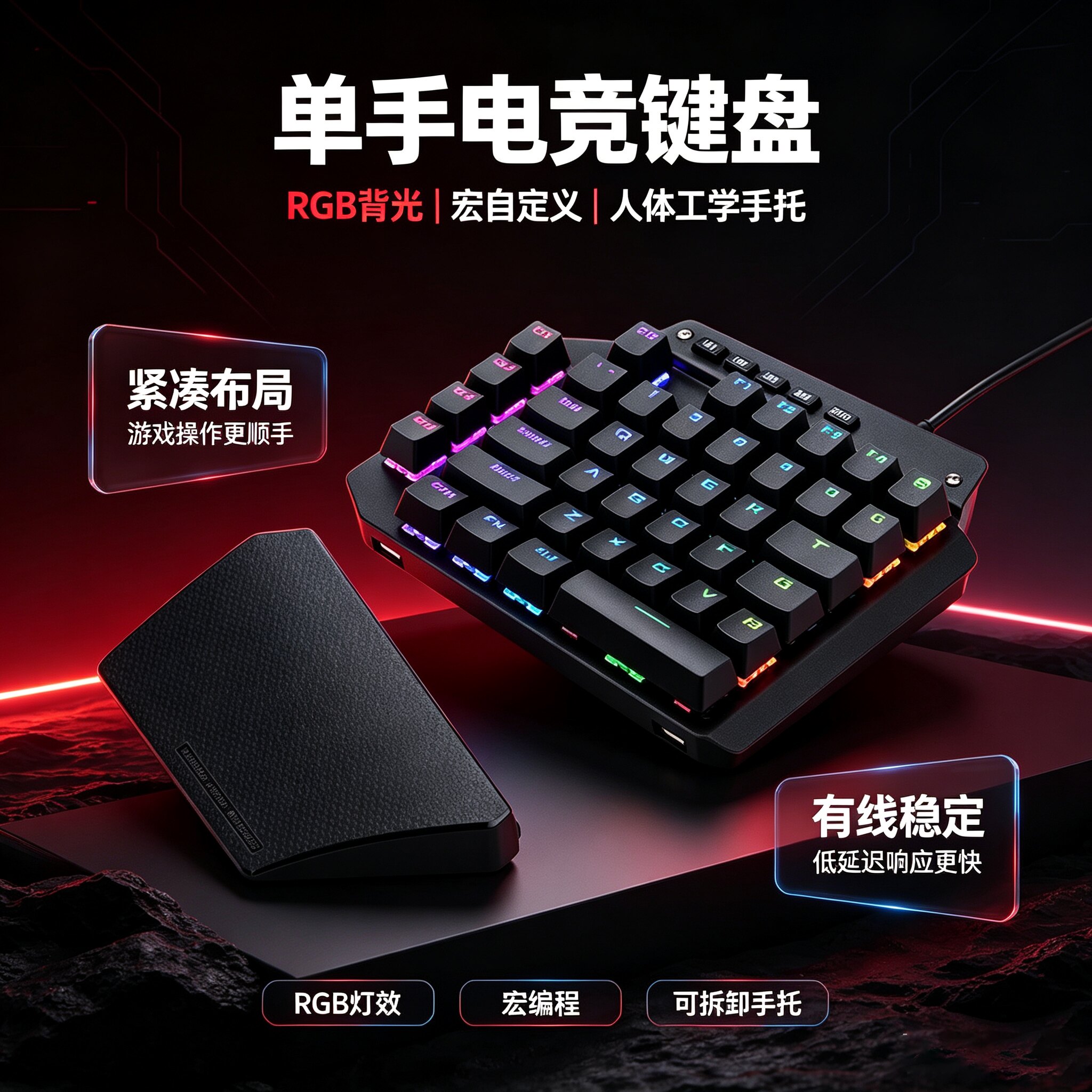 E元素K700单手RGB宏编程键盘