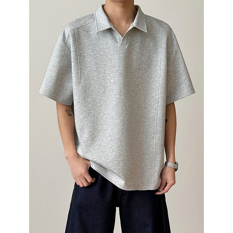 cleanfit正肩解构短袖polo衫男夏季潮牌美式衣服宽松半袖重磅t恤