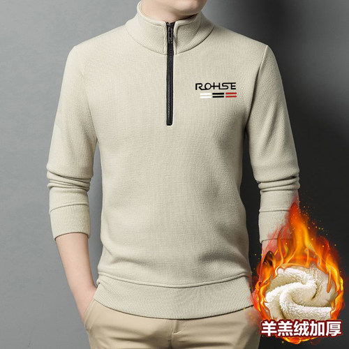 卫衣男士羊羔绒加厚t恤2024今年流行爆款半拉链设计男生秋冬上衣