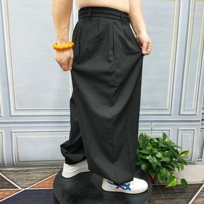 男士夏季新款潮款宽松显瘦阔腿长裤简约韩系运动裤凉感透气休闲裤