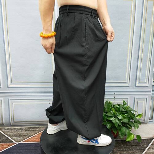 男士夏季新款潮款宽松显瘦阔腿长裤简约韩系运动裤凉感透气休闲裤