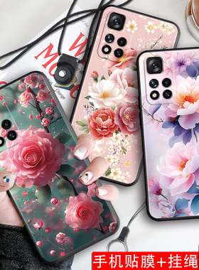 luckrider适用于红米Note11 5G手机壳Miui Note1l外壳软胶21091116ac女神Rdeminote11花卉21091116AC挂绳Hong
