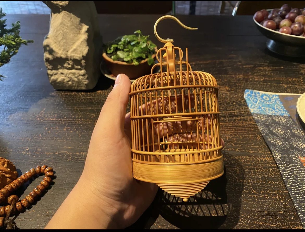 蝈蝈笼子大空间高级豪华竹制扎嘴纯手工收藏金钟手把件鸣虫竹蛉笼_虎窝淘