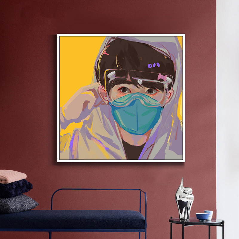 tfboys数字油画diy创意礼物手绘涂色画送朋友易烊千玺酷帅少年画