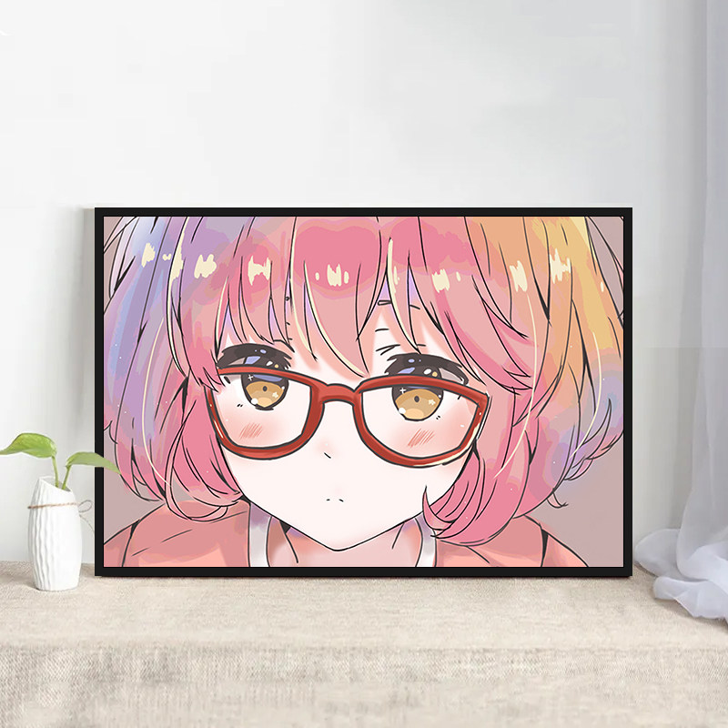 卡通动漫休闲手绘diy数字油画填色创意画画卧室装饰画 境界的彼方