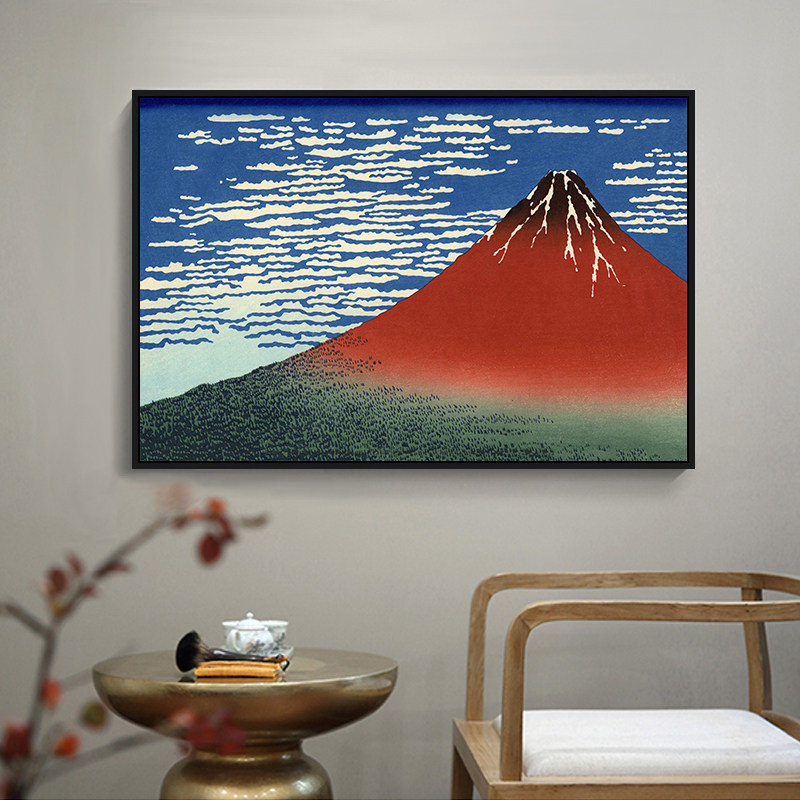 葛饰北斋浮世绘名画凯风快晴 冨岳手绘diy数字填色油画书房装饰画