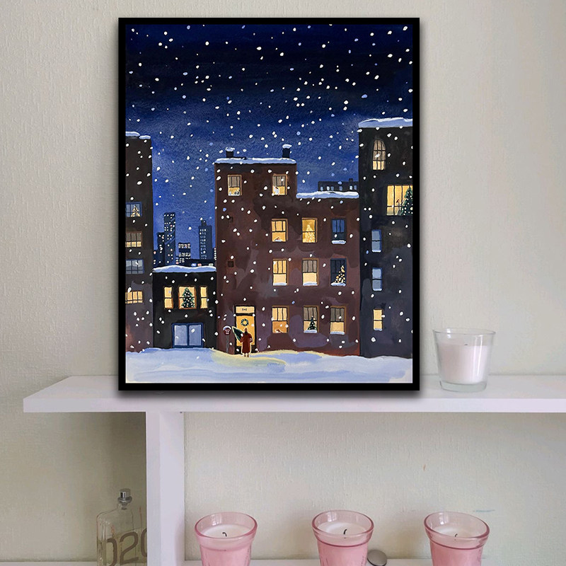 卡通diy数字油彩画ins城市风景数字油画涂鸦简单宿舍装饰画送礼物