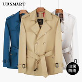 风衣男短款 休闲青年秋冬外套 双排扣防风雨可拆卸加厚羊毛内胆时尚