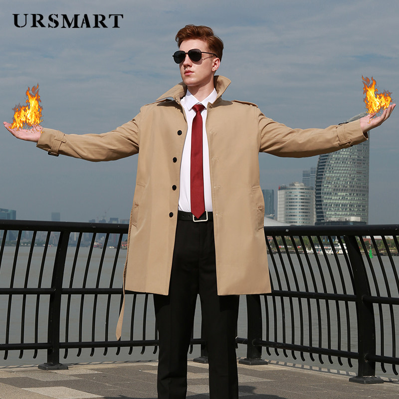 风衣男中长款帅气硬朗单排扣英伦康斯坦丁青年春秋季新款男士外套