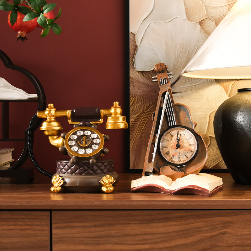 装饰品电话机摆件高档酒柜摆设书房欧式客厅复古家居咖啡厅怀旧