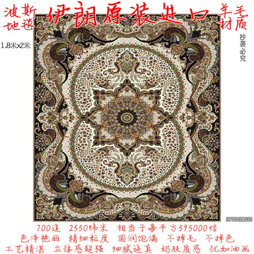 1x2m进口羊毛地毯现代别墅高级感意式轻奢沙发地毯客厅卧室1.8x2m