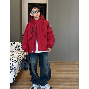 男孩冬季 中大童秋冬款 加厚 儿童外套2025新款 男童冲锋衣夹棉冬装