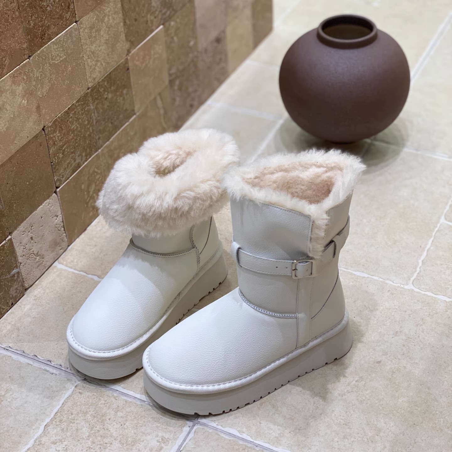 真皮大棉雪地靴女冬季加绒加厚