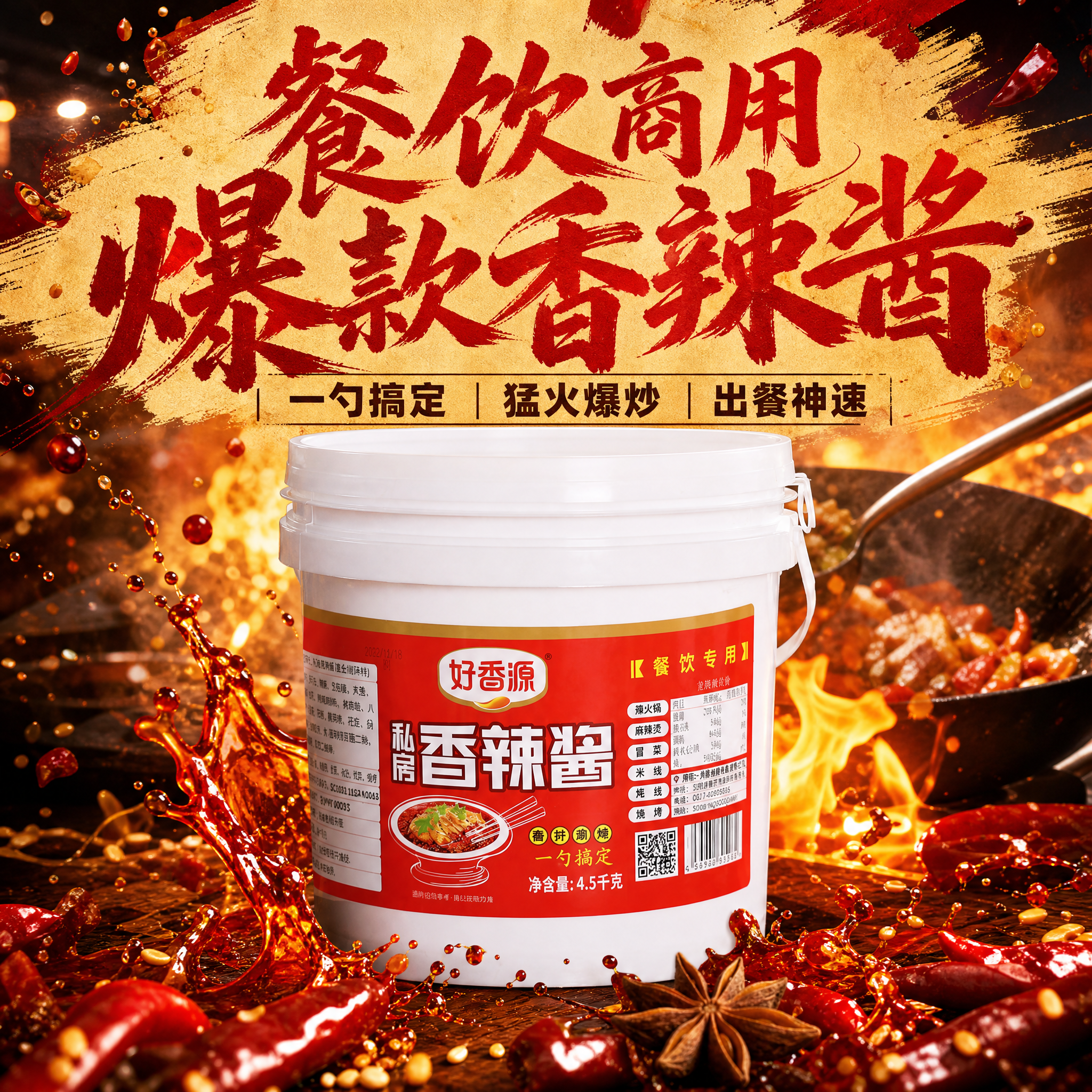 香辣酱商用干锅酱大桶装四川辣椒酱麻辣香锅炒饭拌面火锅蘸料批发