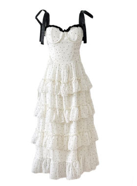 自制《香榭奥黛丽》波点连衣裙女绝美小裙子吊带收腰大摆裙蛋糕裙