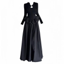 新中式 连衣裙女秋收腰显瘦高级感A字花苞蓬蓬长裙女 立领盘扣长袖