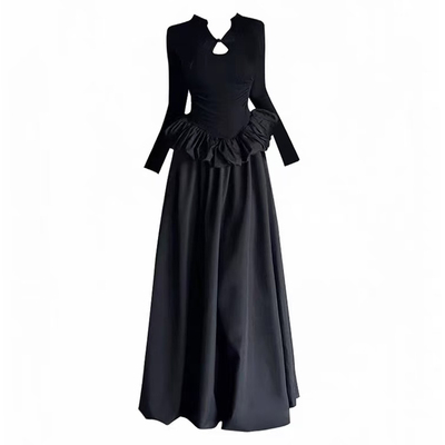 新中式立领盘扣长袖连衣裙