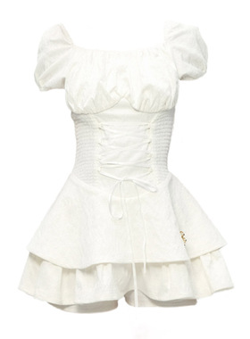 小众设计泡泡袖蛋糕连衣裙女夏季收腰显瘦小个子设计感蓬蓬短裙子