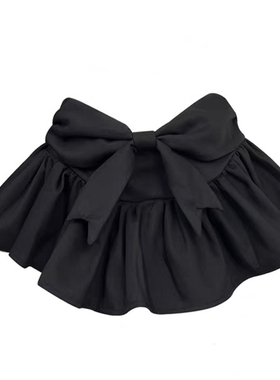 自制长腿特效蝴蝶结半身裙裤裙女设计感小众高腰显瘦a字蓬蓬短裙