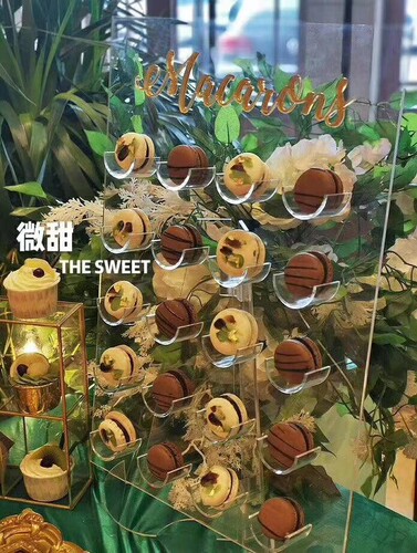 马卡龙甜甜圈婚庆装饰摆件 透明亚克力板甜点甜品摆台展示架子