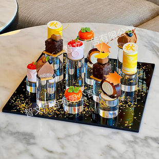 意境菜餐盘冷餐展示架亚克力阶梯蛋糕甜品台下午茶点心架茶歇摆台